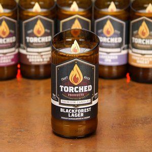 Torched Beer Bottle Candle 8 oz Indian Sandalwood and Cherry Scent